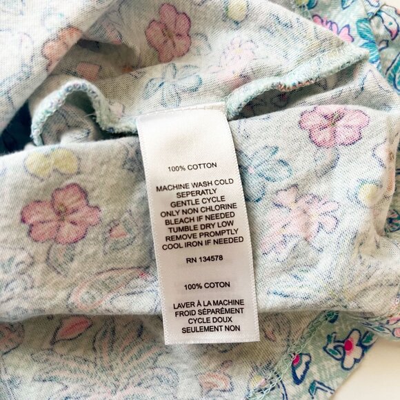 Vineyard Vines Blue Tropical Floral Flamingo Print Short Sleeve Top Kids Size XS - Picture 5 of 5